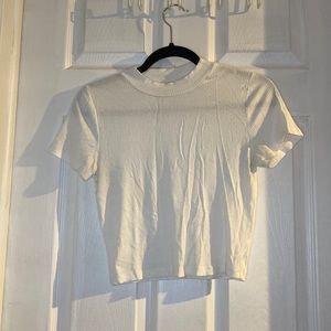 Aritzia; Wilfred Free white ribbed baby tee